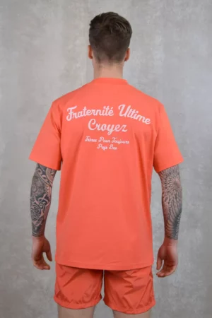Croyez fraternite t-shirt coral/white