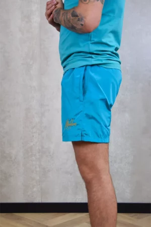 Malelions venetian swim shorts aqua blue/gold