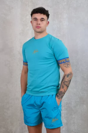 Malelions venetian t-shirt aqua blue/gold