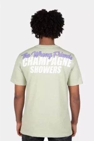 Wrong Friends champagne showers t-shirt light green