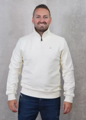 AB Lifestyle diamond half-zip sweater off white
