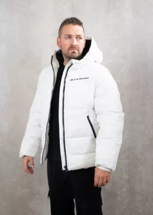 Black Bananas block freeze puffer jacket White