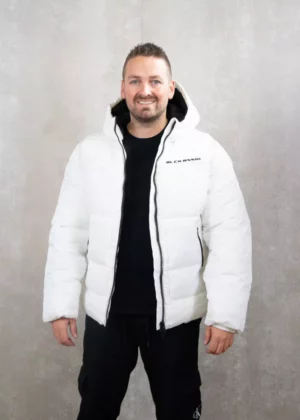 Black Bananas block freeze puffer jacket White