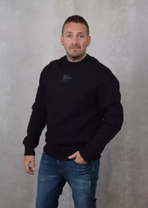 Malelions striped signature sweater FW24 488 black/blue slate