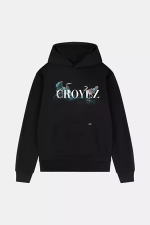Croyez blue heron hoodie vintage black