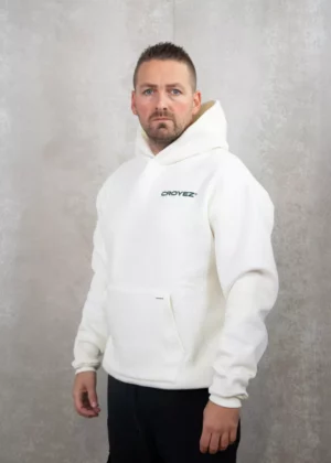 Croyez family owned business hoodie off-white/dark green