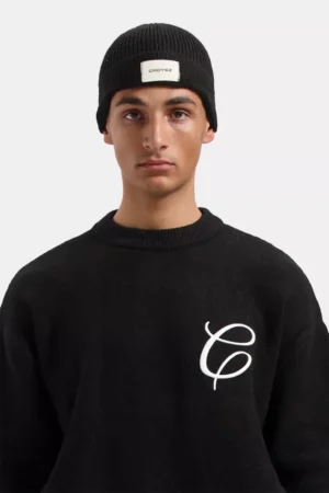 Croyez label beanie black