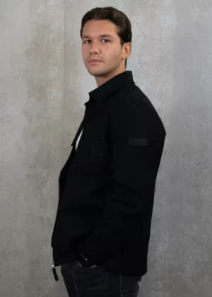Malelions cotton zip overshirt 900 black