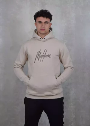Malelions striped signature hoodie FW24 120 beige