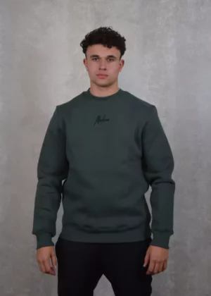 Malelions striped signature sweater FW24 036 dark green