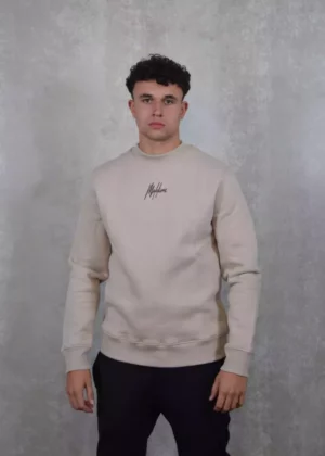 Malelions striped signature sweater FW24 120 beige