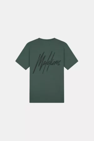 Malelions striped signature t-shirt FW24 036 dark green