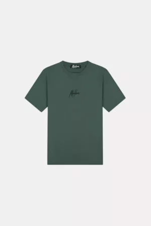Malelions striped signature t-shirt FW24 036 dark green