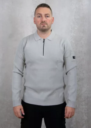 Quotrell chief knitted polo grey melee