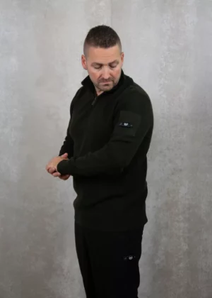 Quotrell d'azur knitted halfzip army