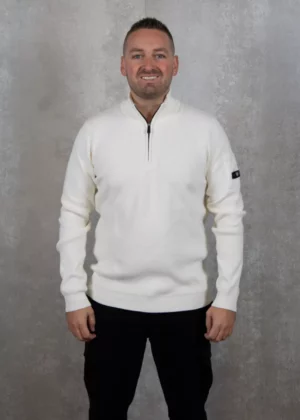 Quotrell d'azur knitted halfzip ecru
