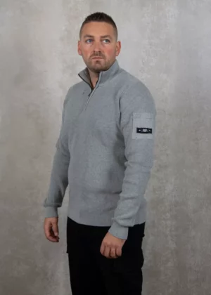 Quotrell d'azur knitted halfzip grey melee