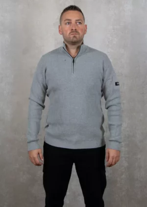 Quotrell d'azur knitted halfzip grey melee