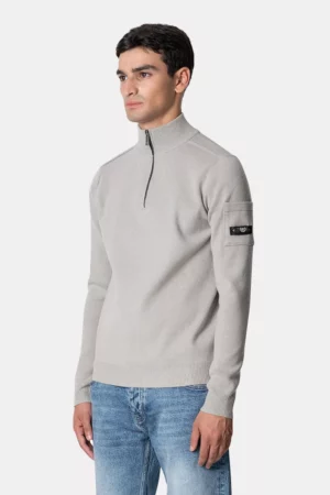 Quotrell palace knitted halfzip grey melee