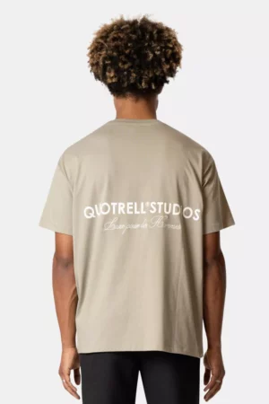 Quotrell studios t-shirt faded olive/white