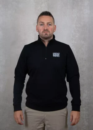 Wrong Friends vichy half zip sweater black