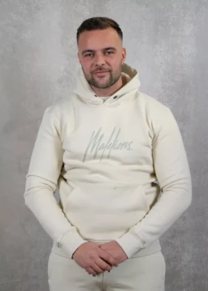 Malelions striped signature hoodie beige