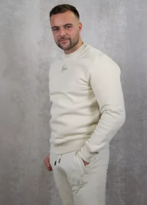 Malelions striped signature sweater beige