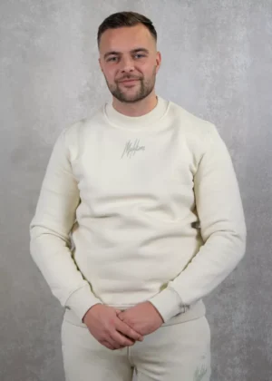 Malelions striped signature sweater beige