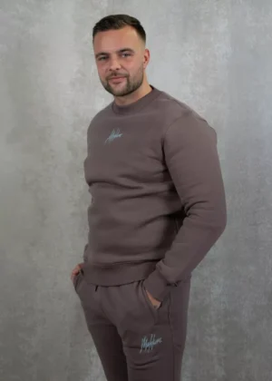 Malelions striped signature sweater stone brown