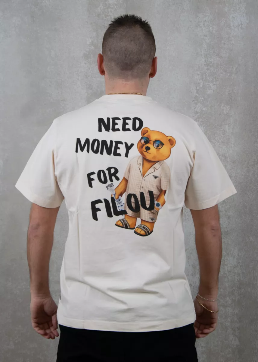 Baron Filou oversized backprint need money pearl white