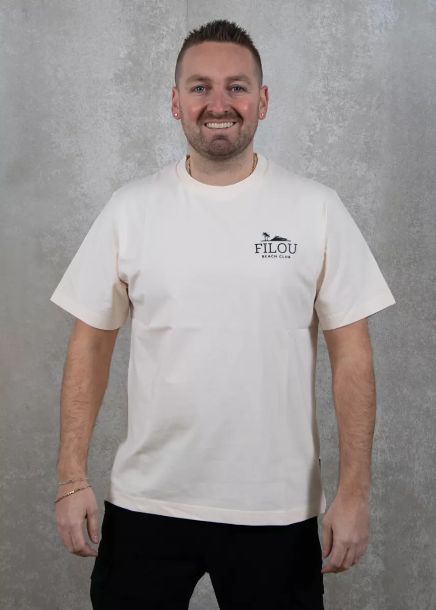 Baron Filou oversized backprint need money pearl white