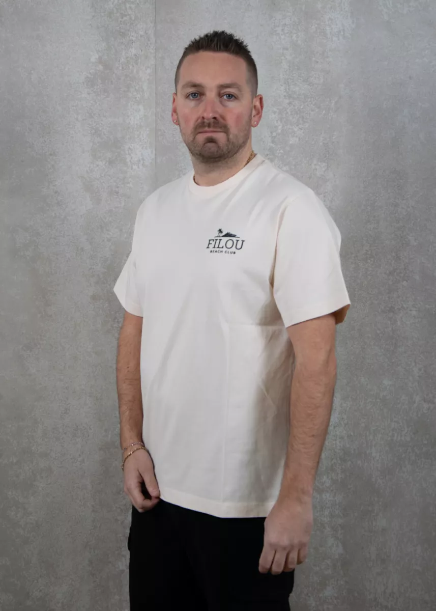 Baron Filou oversized backprint need money pearl white