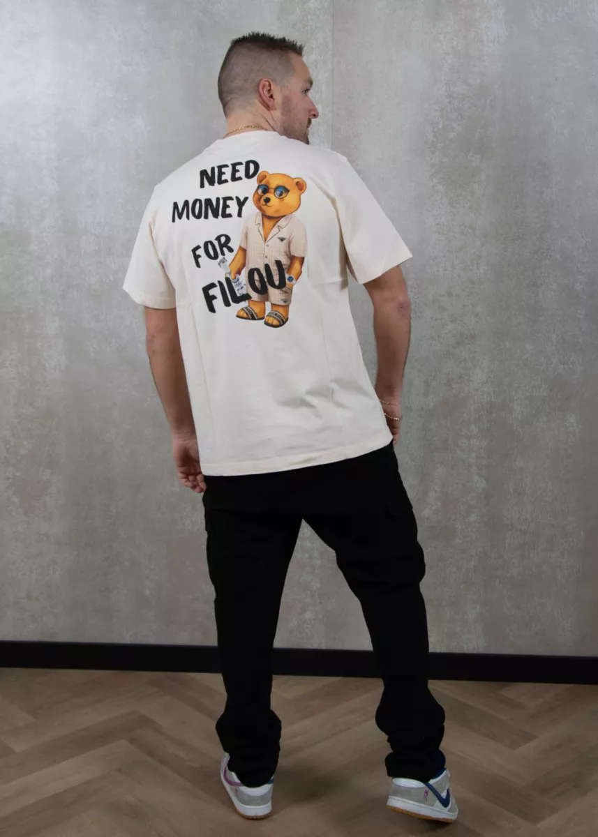 Baron Filou oversized backprint need money pearl white