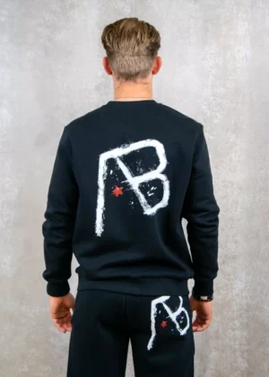 AB Lifestyle canvas crewneck with print jet black