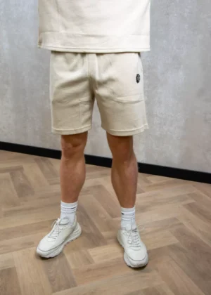 Black Bananas monogram waffle shorts beige