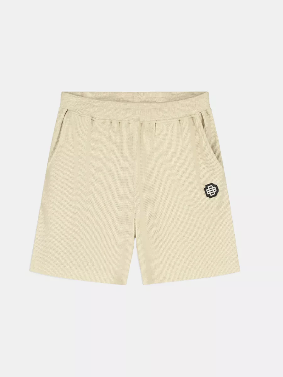 Black Bananas monogram waffle shorts beige