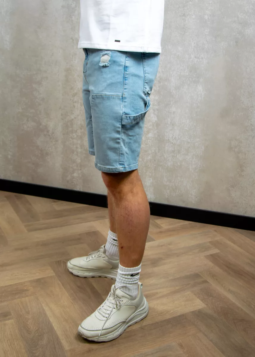 Croyez carpenter denim shorts light blue