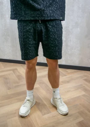 Croyez monogram towelling shorts cr black