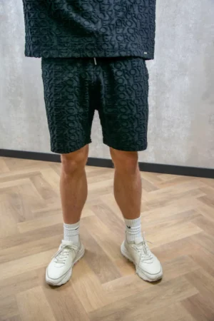 Croyez monogram towelling shorts cr black