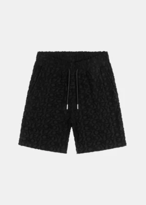 Croyez monogram towelling shorts cr black