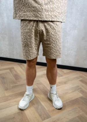 Croyez monogram towelling shorts cr stone