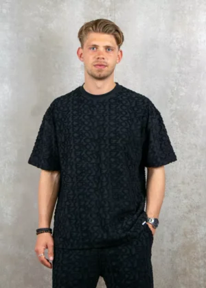 Croyez monogram towelling t-shirt cr black
