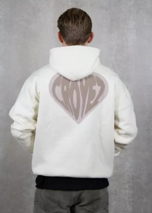 Croyez puffed heart hoodie off-white/beige