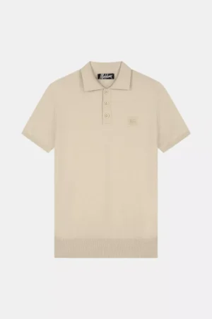 Malelions knitted patch polo beige