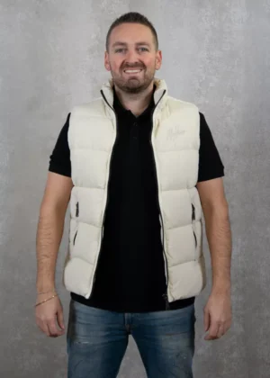 Malelions matt crinkle padded vest beige