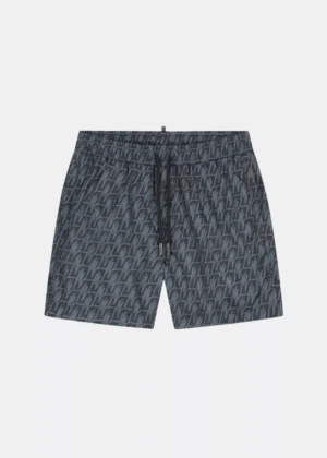 Malelions monogram swim shorts black