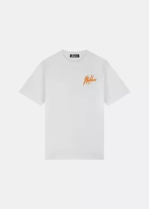 Malelions signature drip t-shirt white/orange
