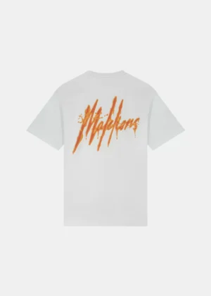 Malelions signature drip t-shirt white/orange