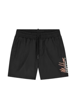 Malelions split swim shorts black/coral