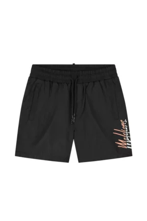 Malelions split swim shorts black/coral